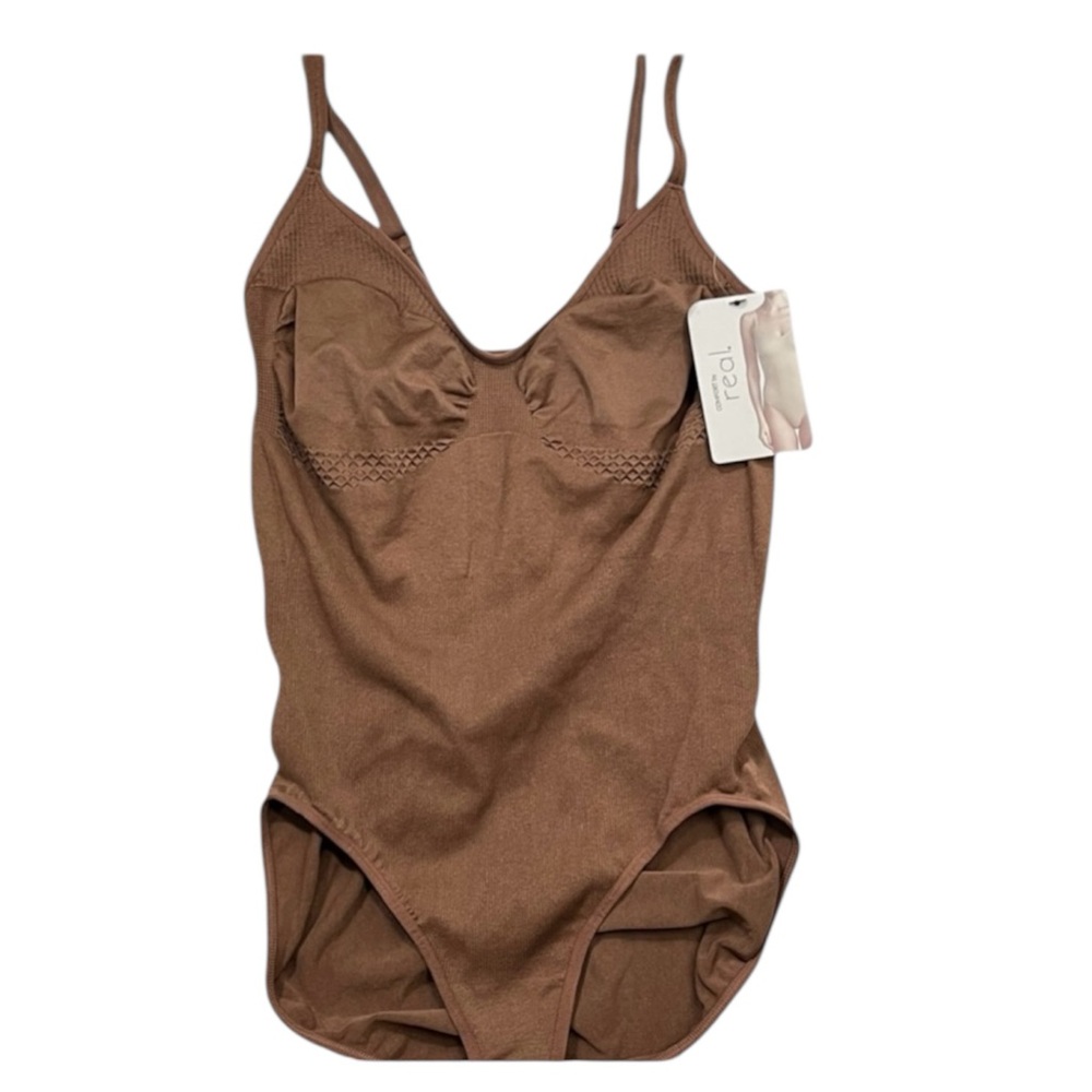 Comfort by REAL Brown Shapewear Bodysuit XL NWT Body Shaper Smoothing Slimming